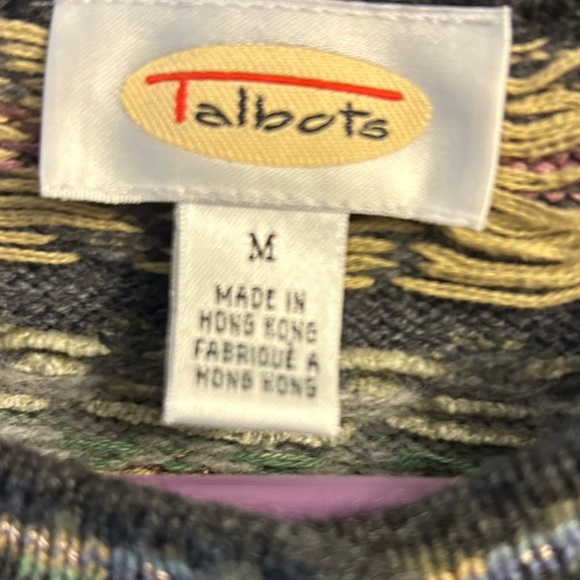 Talbots Women's Fair Isle Cardigan Sweater M Multicolor Lambswool - Picture 2 of 7